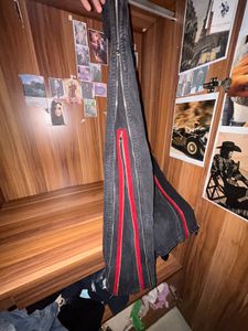 double zip up baggy jea