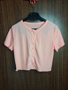 URBANIC Pink Ribbed Top