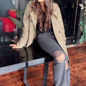 Distressed Grey Wide-Leg Jeans