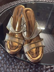 Elegant Gold Embellished Heels