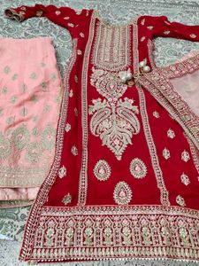 Exquisite Red &amp; Pink Embroidered Lehenga Choli