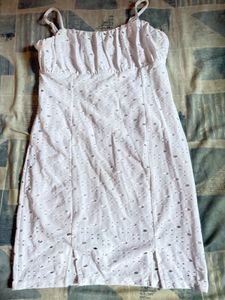 Chic White Eyelet Mini Dress🎀(not wore once)