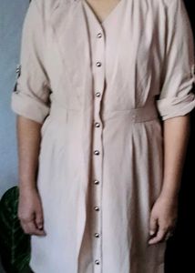 Knee Length Nude Classy Dress