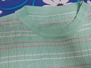 Mint Green Striped Sweater