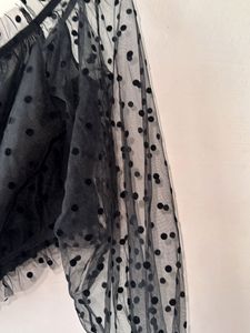 SHEIN Curve Black Polka Dot Sheer Mesh Top