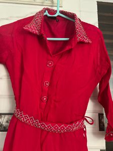 Red Dress with Belt