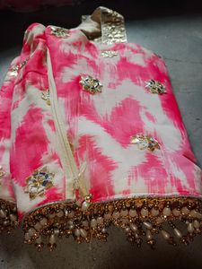 Beautiful Off White And Coral Lahenga Choli