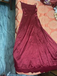 Elegant Maroon Satin Maxi Dress