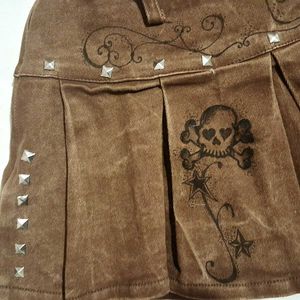 Grunge Studded Denim Pleated Miniskirt