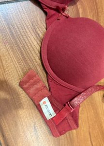 Maroon Padded Bra with Sparkle Straps
