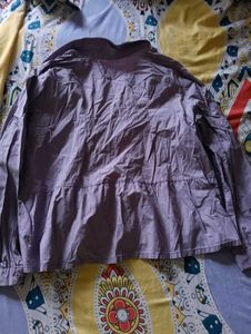 Women's Purple Collared Long Sleeve Top
