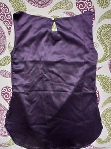 Elegant Purple Satin Embellished Top