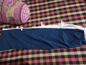 Navy Blue Wide Leg Track Pants