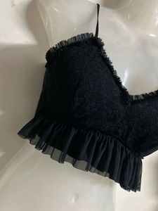 Chic Black Smocked Crop Top