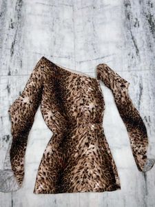 Leopard Print One-Shoulder Dress