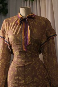 SALE-!Vintage Korean Brown Dress