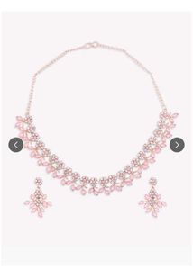 American Diamond Pink Studded Jewellery Set