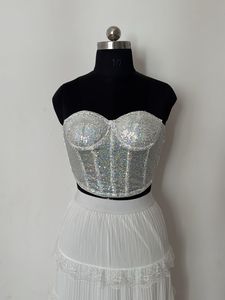 Sparkly Silver Corset Top