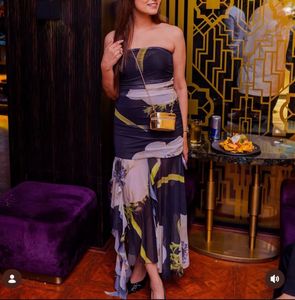 Strapless Floral Print Party Dress