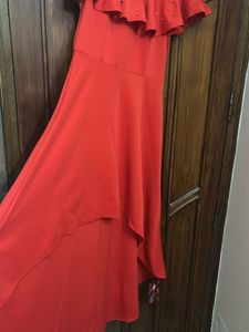 Red Net Shoulder Dress