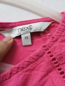 Bright Pink Eyelet Short Sleeve Top