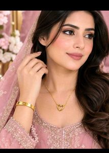 Combo of Elegant Gold Heart pendant &amp; Bracelet Set