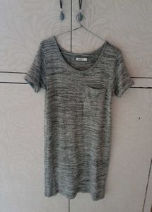 Casual Grey Heathered Pocket Dress