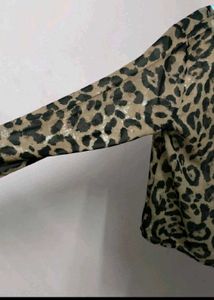 Leopard Print Sheer V-Neck SCHAKET