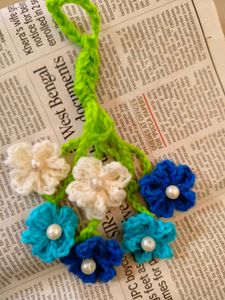 Crocheted Flower Keychain Charm
