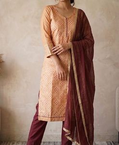 Elegant Peach & Maroon Kurta