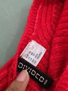 H&amp;M Red Knit One-Shoulder Dress