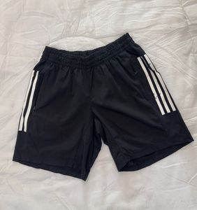 Adidas Black Shorts with White Stripes