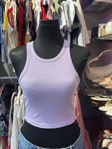 Lilac Ribbed Racerback Crop Top
