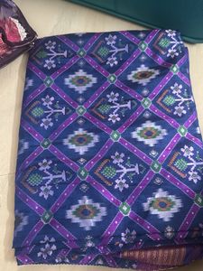Exquisite Blue Ikat Silk Saree