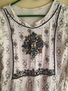 Embellished White Kurta