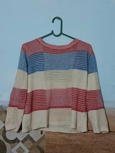 Striped Knit Pullover Sweater
