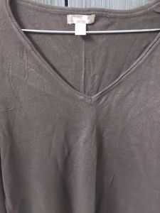 Elegant Brown V-Neck Long Sleeve Top