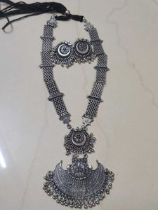 Oxidized Silver Necklace & Earring Set