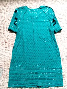 Teal Sequined Kurta