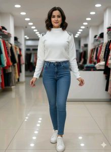 White Mock Neck Top with Shoulder Detail