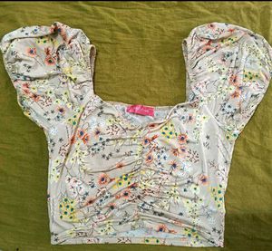 Chic Floral Ruched Crop Top