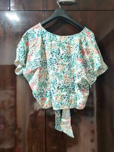 Floral Tie-Front Crop Top