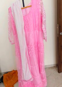 Stunning Pink Ethnic Gown with Dupatta