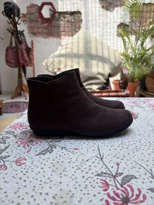 Chocolate Brown Ankle Length Suede Boots