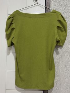 Olive Green Puff Sleeve Top