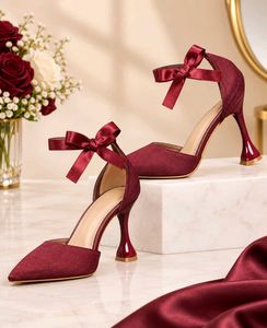 Elegant Red Bow Heels