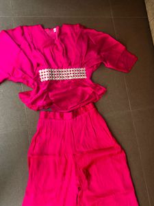 Stunning Red Peplum Blouse with Embellished Belt