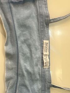 BERSHKA Wash Denim Corset Top