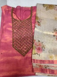 Elegant Pink Kurta Set with Floral Dupatta