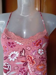 Floral Lace Trim Cami Pajama Top